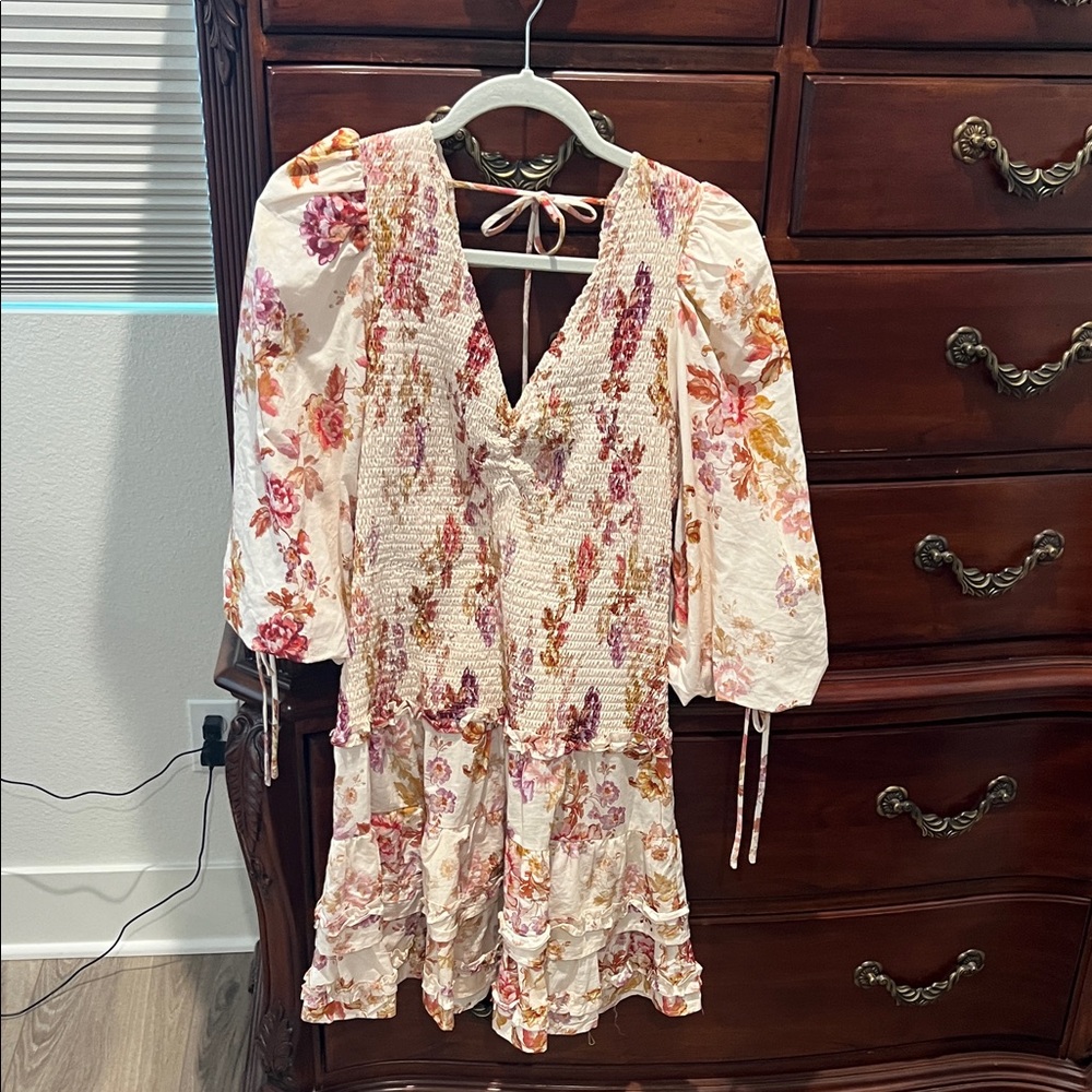 En Saison Floral Mini Dress - Pink and Cream
